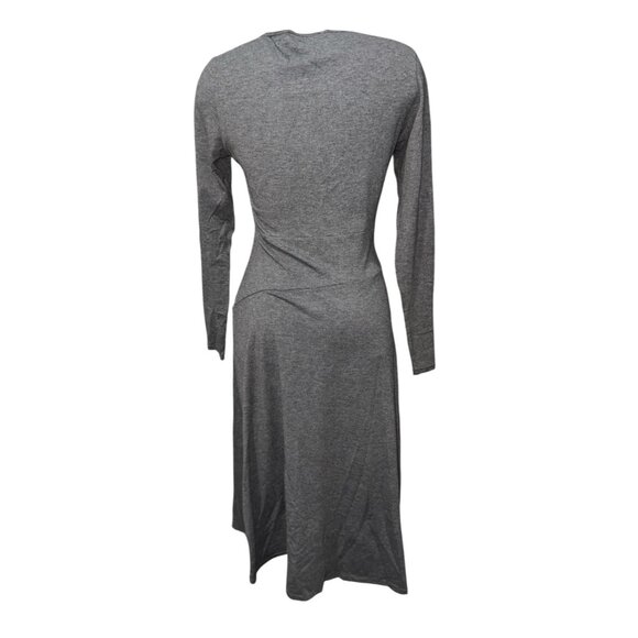 Max & Cleo Womens Long Sleeve Faux Wrap Midi Dress Size Medium Gray - Picture 9 of 9
